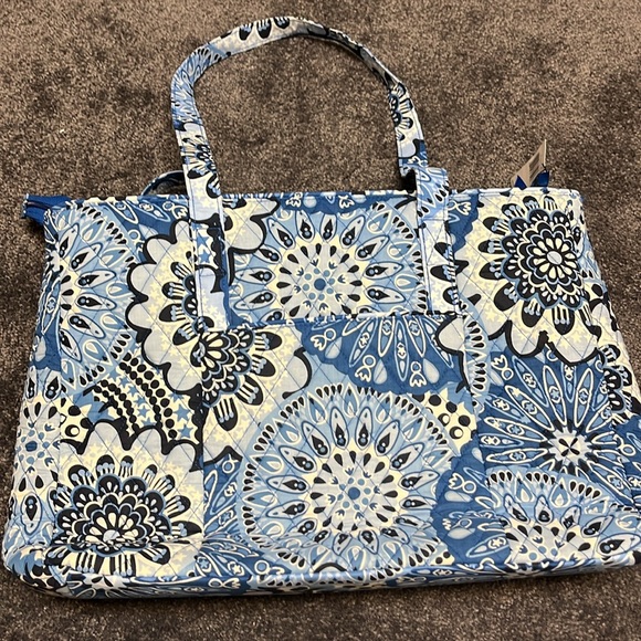 Vera Bradley Turnlock Tote,Blue Star Medallion,large, organized,Christmas gift - Picture 9 of 13
